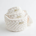 Vintage Knit Baby Basket Set – White