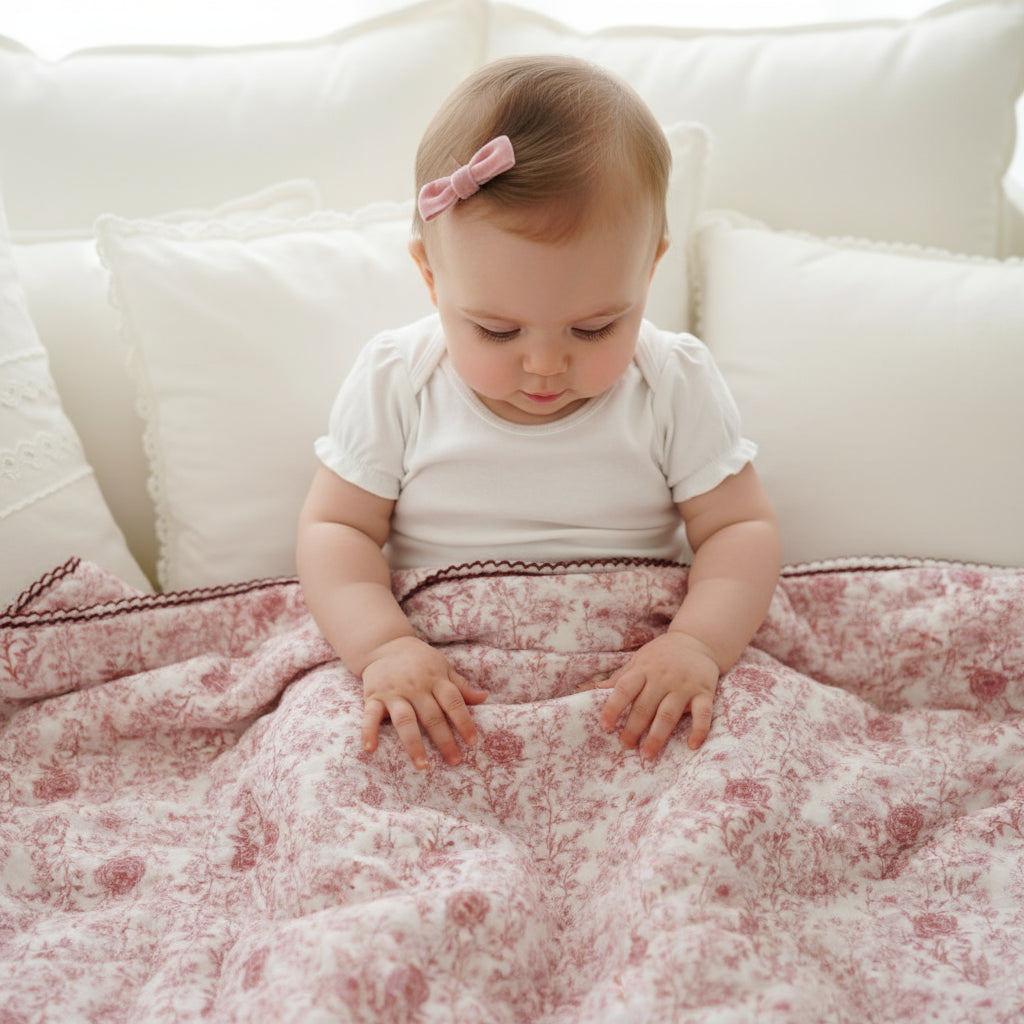 Vintage Bedding Set Double-Sided Blanket Organic Cotton –ROSE PINK