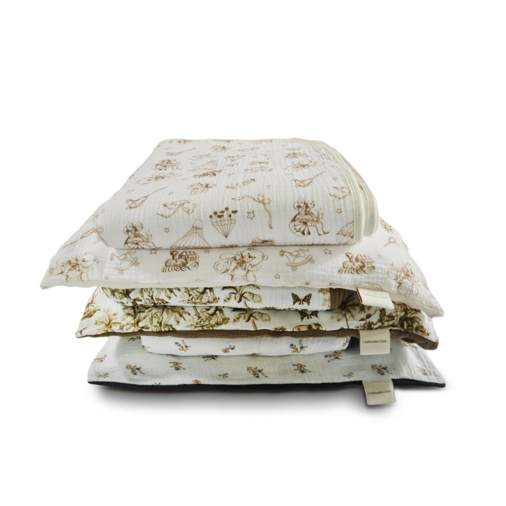 Vintage Bedding Set Double-Sided Blanket & Pillow Organic Cotton – Art Board