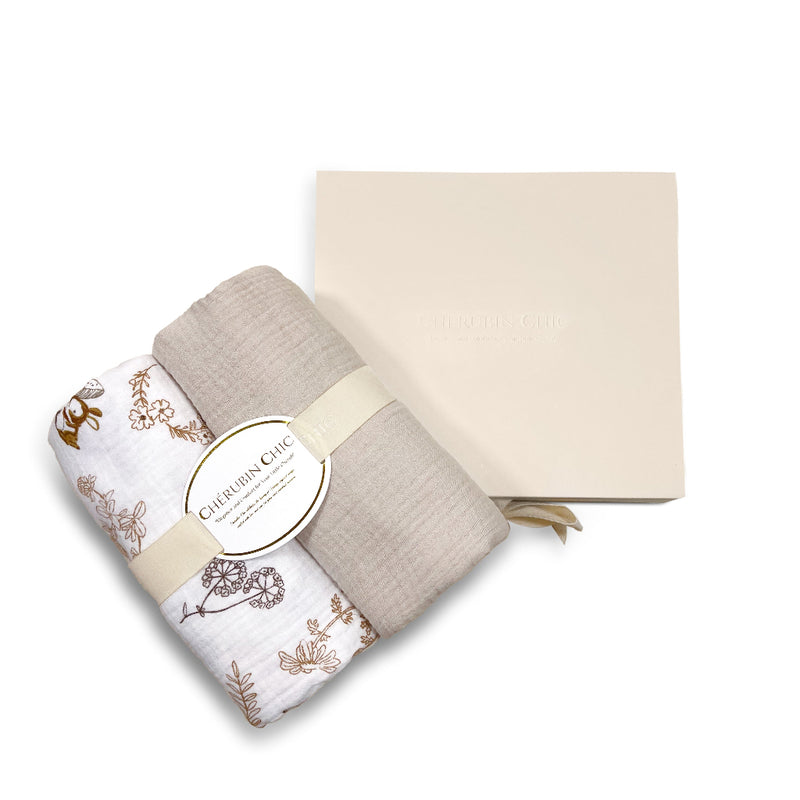 Vintage Baby Blanket: Silky Soft, Hypoallergenic Comfort Set of 2- Floral Zoo