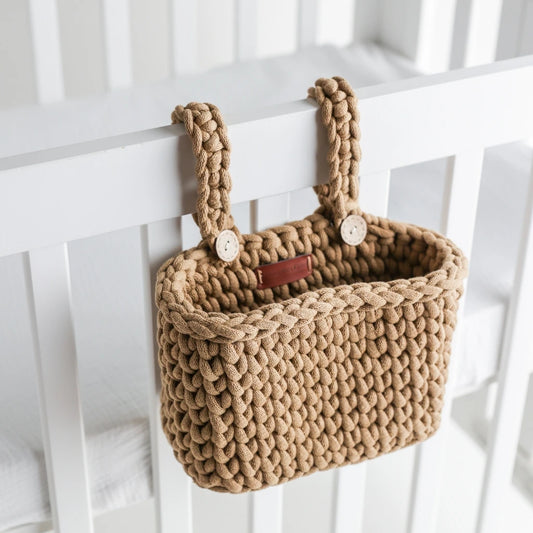 100% Cotton Baby Crib Organizer – Brown