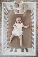 Organic Muslin Cot Sheet Set of 2: Soft, Breathable Comfort -Brown & Grey