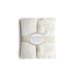 Vintage Baby Blanket: Silky Soft, Hypoallergenic Comfort Set of 2 -Beige & Floral Taupe