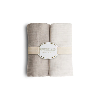 Vintage Baby Blanket: Silky Soft, Hypoallergenic Comfort  Set of 2 - Nude and Beige