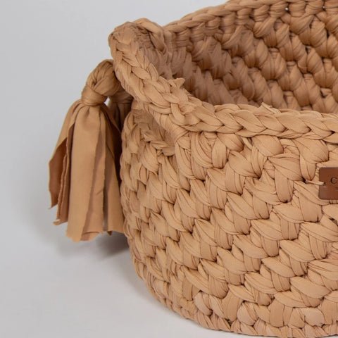 Vintage Knit Baby Basket Set – Brown