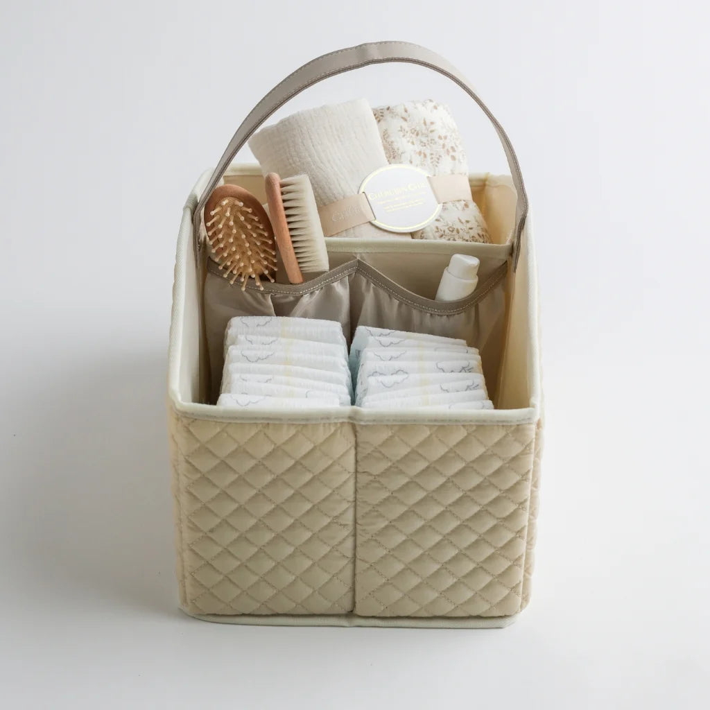 Portable Felt Baby Diaper Caddy – Cream