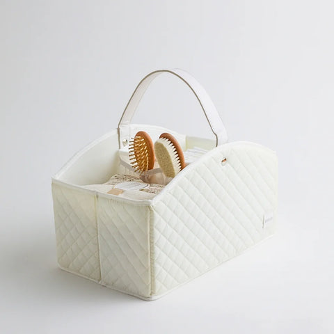 Portable Felt Baby Diaper Caddy – White