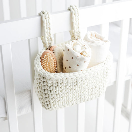 100% Cotton Baby Crib Organizer – Cream