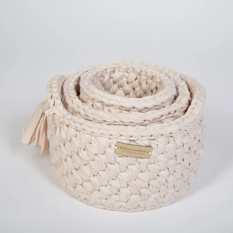 Vintage Knit Baby Basket Set – Cream
