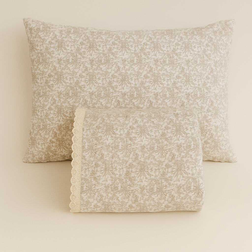 Muslin Bedding set blanket & Pillow - Beige Tulip