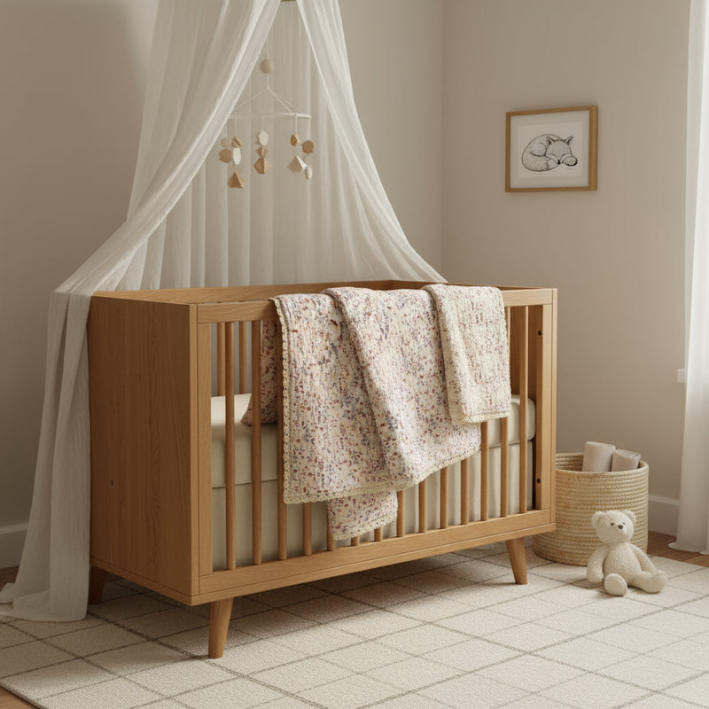 Muslin Baby Swaddle Blanket: 6 Layers – Floral Beige