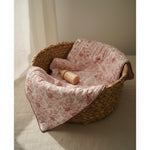 Vintage Bedding Set Double-Sided Blanket & Pillow Organic Cotton –ROSE PINK