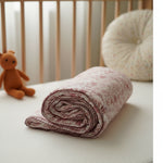 Vintage Bedding Set Double-Sided Blanket & Pillow Organic Cotton –ROSE PINK