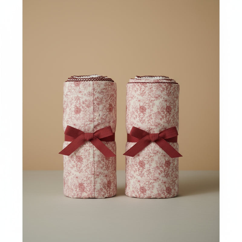 Vintage Bedding Set Double-Sided Blanket & Pillow Organic Cotton –ROSE PINK