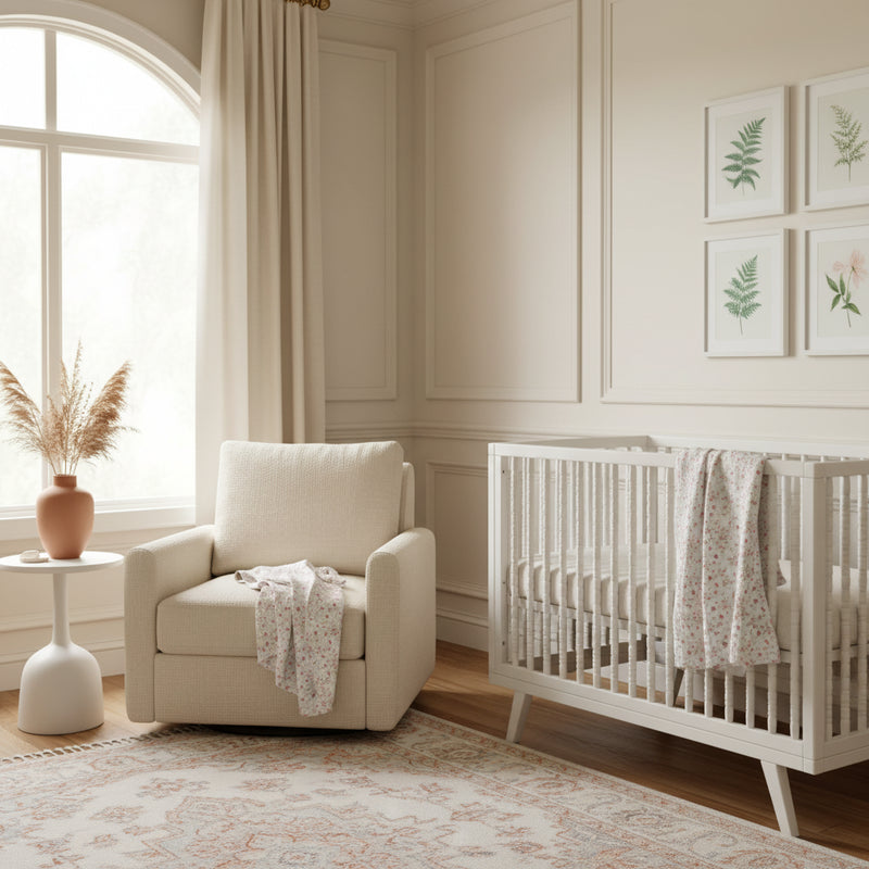 Organic Cotton Sheet for Nursery Floral Design Baby Bedding French Flower Crib Mattress Soft Muslin