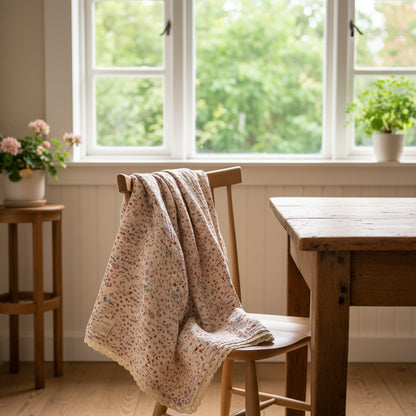 Muslin Baby Swaddle Blanket: 6 Layers – Floral Beige