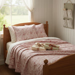 Vintage Bedding Set Double-Sided Blanket & Pillow Organic Cotton –ROSE PINK