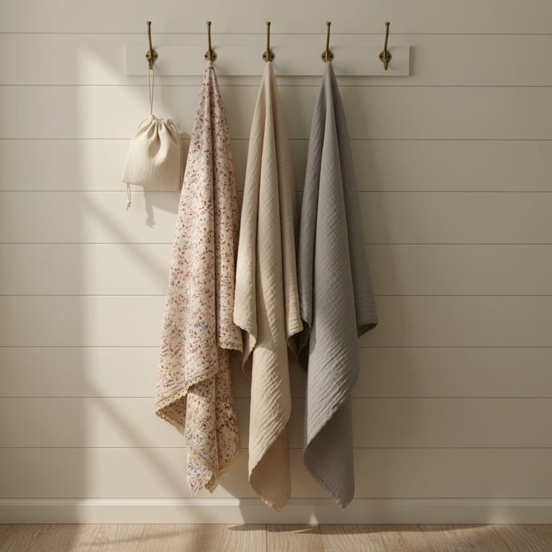 Muslin Baby Swaddle Blanket: 6 Layers – Floral Beige
