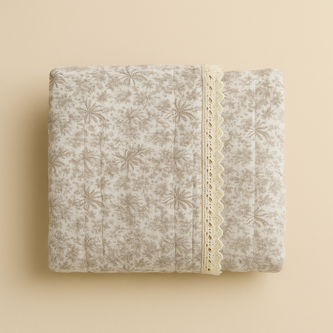 Muslin Bedding set blanket & Pillow - Beige Tulip