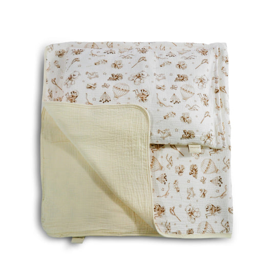 Vintage Bedding Set Double-Sided Blanket & Pillow Organic Cotton – Art Board