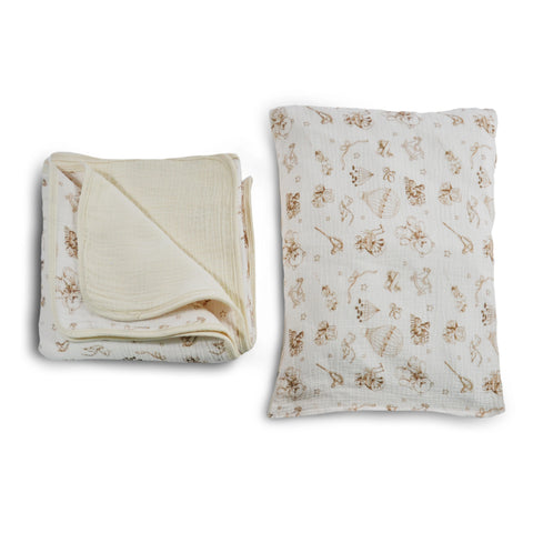 Vintage Bedding Set Double-Sided Blanket & Pillow Organic Cotton – Art Board