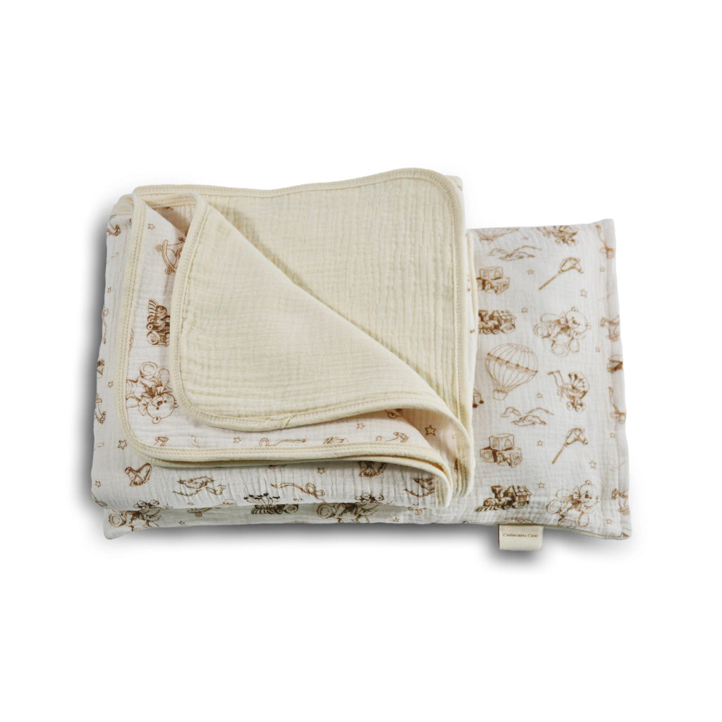 Vintage Bedding Set Double-Sided Blanket & Pillow Organic Cotton – Art Board