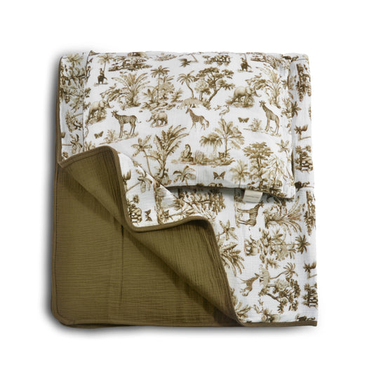 Vintage Bedding Set Double-Sided Blanket & Pillow Organic Cotton – Safari