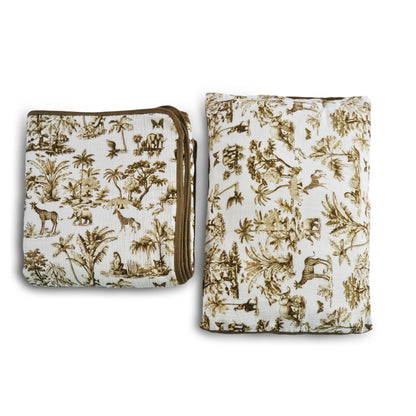 Vintage Bedding Set Double-Sided Blanket & Pillow Organic Cotton – Safari