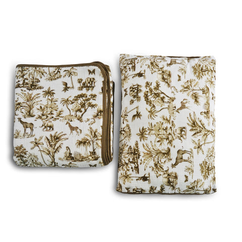 Vintage Bedding Set Double-Sided Blanket & Pillow Organic Cotton – Safari