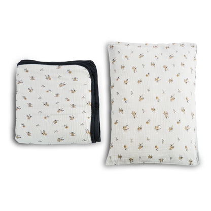 Vintage Bedding Set Double-Sided Blanket & Pillow Organic Cotton – Ditsy Marker