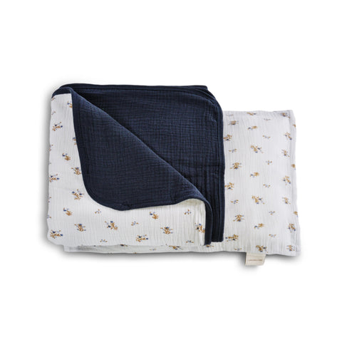 Vintage Bedding Set Double-Sided Blanket & Pillow Organic Cotton – Ditsy Marker