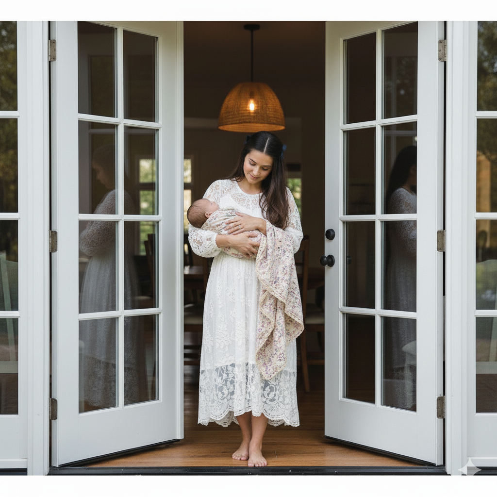 Muslin Baby Swaddle Blanket: 6 Layers – Floral Beige