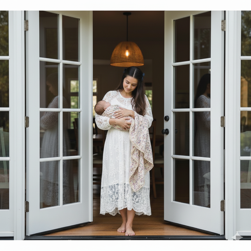 Muslin Baby Swaddle Blanket: 6 Layers – Floral Beige