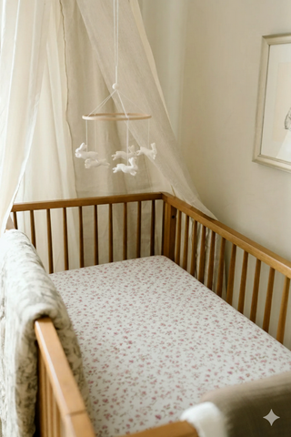 Organic Cotton Sheet for Nursery Floral Design Baby Bedding French Flower Crib Mattress Soft Muslin