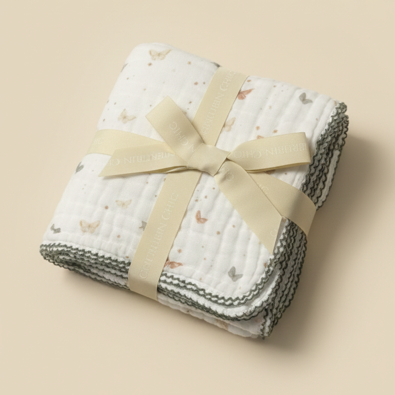 Muslin Baby Swaddle Blanket: 6 Layers – Dreamy Butterflies