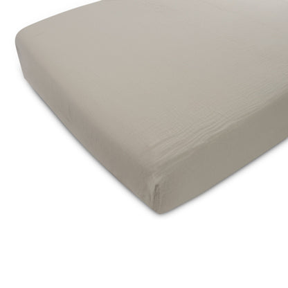 Organic Muslin Cot Sheet Set of 2: Soft, Breathable Comfort -Brown & Grey