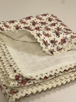 Muslin Baby Swaddle Blanket: 6 Layers- Red Floral Holiday