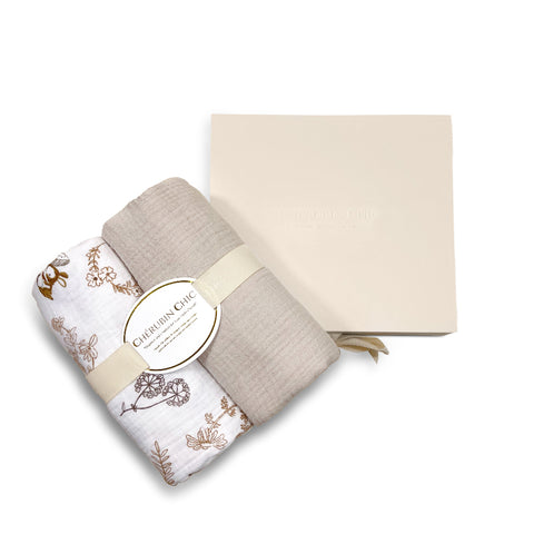 Vintage Baby Blanket: Silky Soft, Hypoallergenic Comfort Set of 2- Floral Zoo