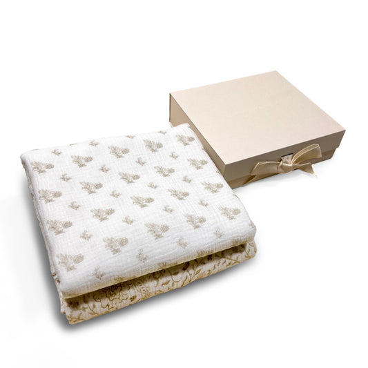 Baby Swaddle Blanket – Paisley Beige