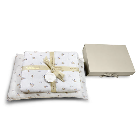 Vintage Bedding Set Double-Sided Blanket & Pillow Organic Cotton – Ditsy Marker