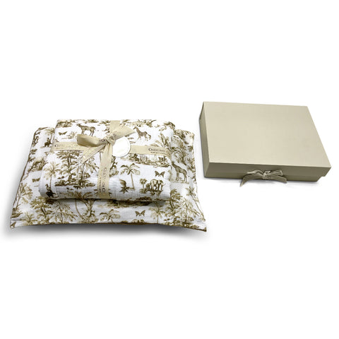 Vintage Bedding Set Double-Sided Blanket & Pillow Organic Cotton – Safari