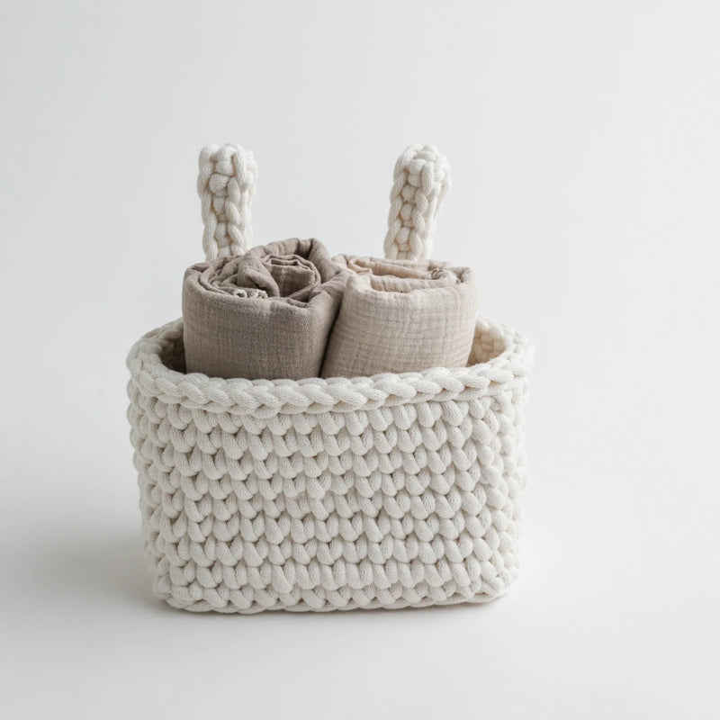 100% Cotton Baby Crib Organizer – White