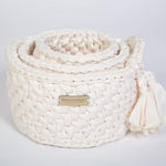 Vintage Knit Baby Basket Set – Cream