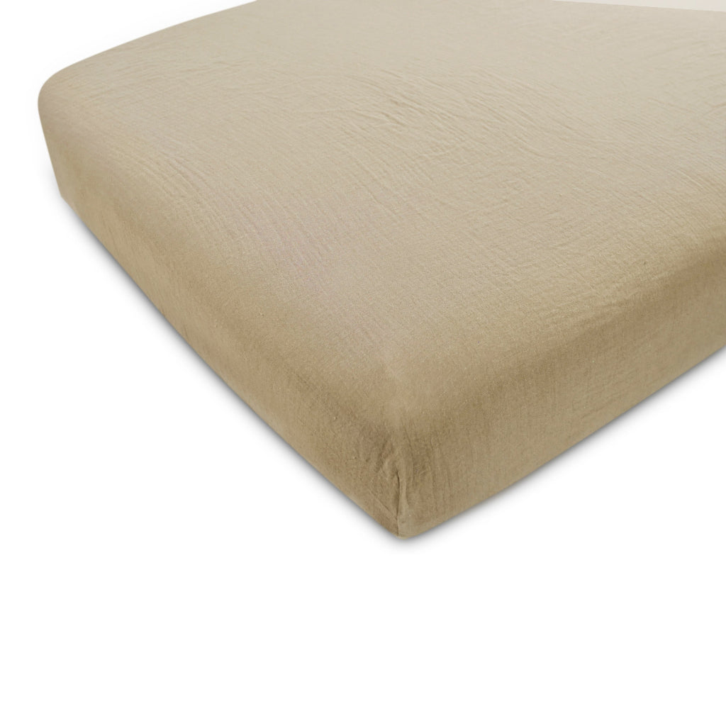 Organic Muslin Cot Sheet Set of 2: Soft, Breathable Comfort -Cream & White