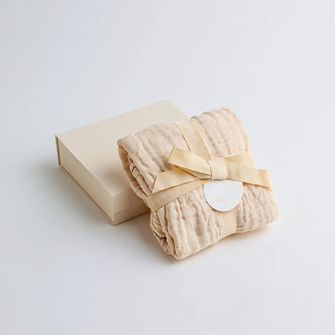Muslin Baby Swaddle Blanket: 6 Layers- Cream