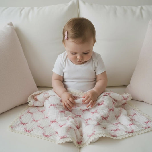 Muslin Baby Swaddle Blanket: 6 Layers- BOWS
