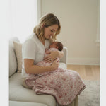 Vintage Bedding Set Double-Sided Blanket & Pillow Organic Cotton –ROSE PINK